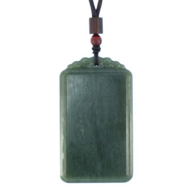2.4" China Certified Nature Hetian Nephrite Jade Safety Plate Necklace Pendant 3416