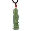 1.9" China Certified Nature Hetian Nephrite Jade Blessing Kwan-yin Hand Carved Necklace Pendant 7082 view 2