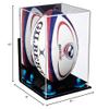 Better Display Cases Acrylic Rugby Ball Display Case Vertical with Mirror, Wall Mount and Blue Risers (A060-BLR) view 3