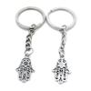 100 PCS Antique Silver Keyrings Keychains Key Ring Chains Tags Clasps AA461 Hamesh Hamsa Hand of Fatima view 1