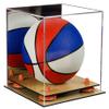 Better Display Cases Acrylic Mini - Miniature (not Full Size) Basketball Display Case with Mirror, Orange Risers and Wood Base (A015-OR) view 1