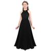 YiZYiF Kids Big Girls Lace Chiffon Bridesmaid Flower Girl Dance Party Maxi Dress (10, Halter Black) view 1