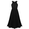 YiZYiF Kids Big Girls Lace Chiffon Bridesmaid Flower Girl Dance Party Maxi Dress (10, Halter Black) view 2