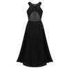 YiZYiF Kids Big Girls Lace Chiffon Bridesmaid Flower Girl Dance Party Maxi Dress (10, Halter Black) view 3
