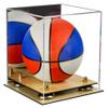 Better Display Cases Acrylic Mini - Miniature (not Full Size) Basketball Display Case with Mirror, Gold Risers and Wood Base (A015-GR) view 1