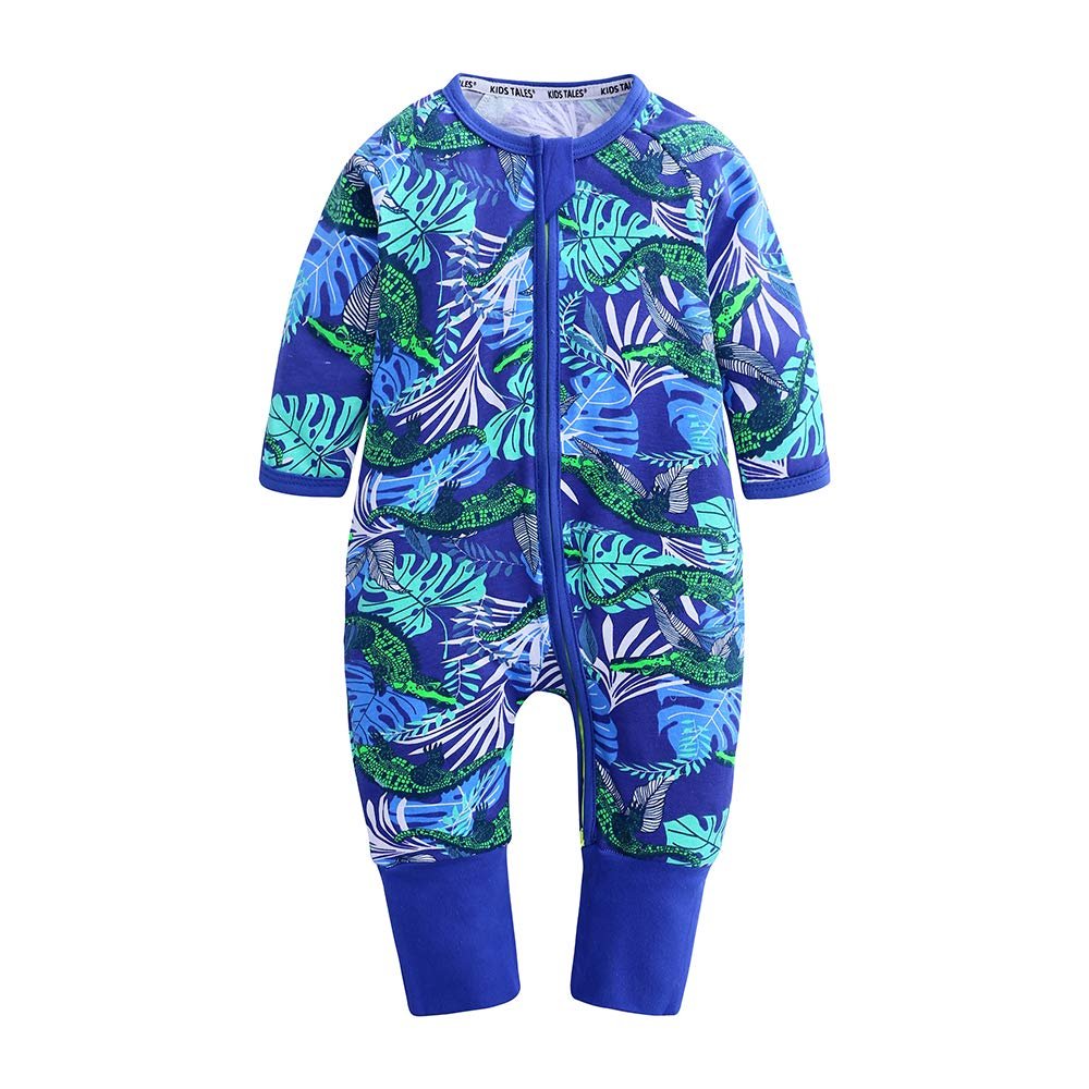 Kids Tales Baby Footies Double Zipper Romper Pajama Toddler Cotton Playsuit Infant Boy Girl Cartoon Graphic Jumpsuit