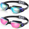 Aegend Swim Goggles, 2 Pack UV Protection, Adjustable, Anti Fog Swimming Goggles No Leaking Adult Men Women Youth, Aqua & Bright Rose view 1
