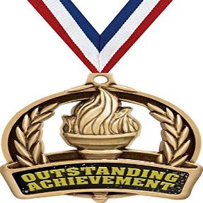 Achievement Medals, 2" Gold Student Recognition Medal Award, Comes with Neck Ribbon, 50 Pack Prime