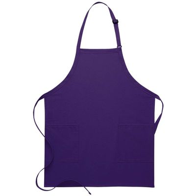 DayStar Apparel 230 Two Patch Pocket Bib Apron (6 Pack), Purple