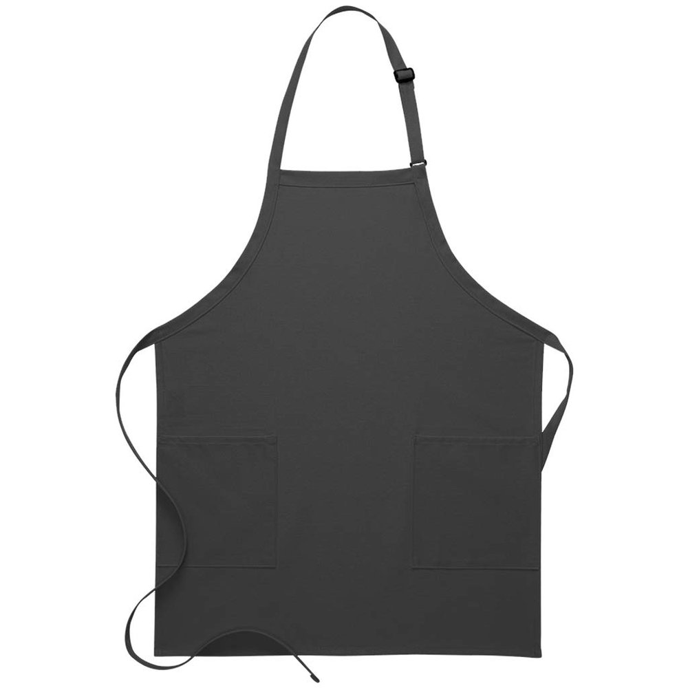 DayStar Apparel 230 Two Patch Pocket Bib Apron (6 Pack), Charcoal