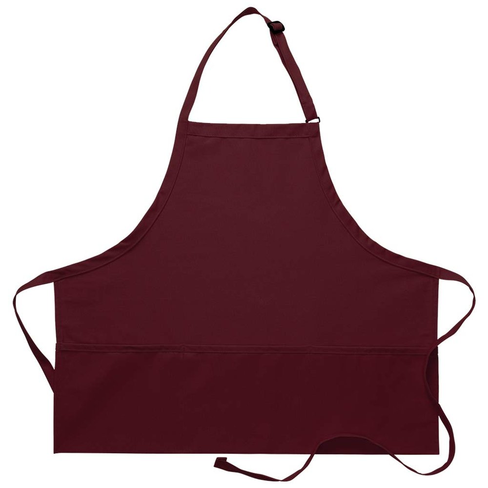 DayStar Apparel 200XL Extra Large Three Pocket Bib Apron (6 Pack), Maroon