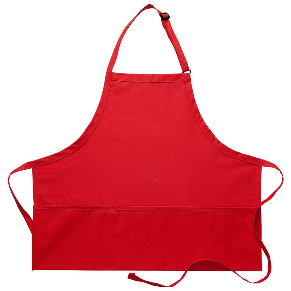 DayStar Apparel 200XL Extra Large Three Pocket Bib Apron (6 Pack), Red