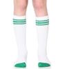 juDanzy 2 Pack of Baby, Toddler and Kids Knee High Tube Socks for Boys and Girls with Grips (2-4 Years, White with Green & Yellow Stripes) view 2