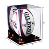 Better Display Cases Acrylic Rugby Ball Display Case Vertical with Mirror and Orange Risers (A060-OR) view 2