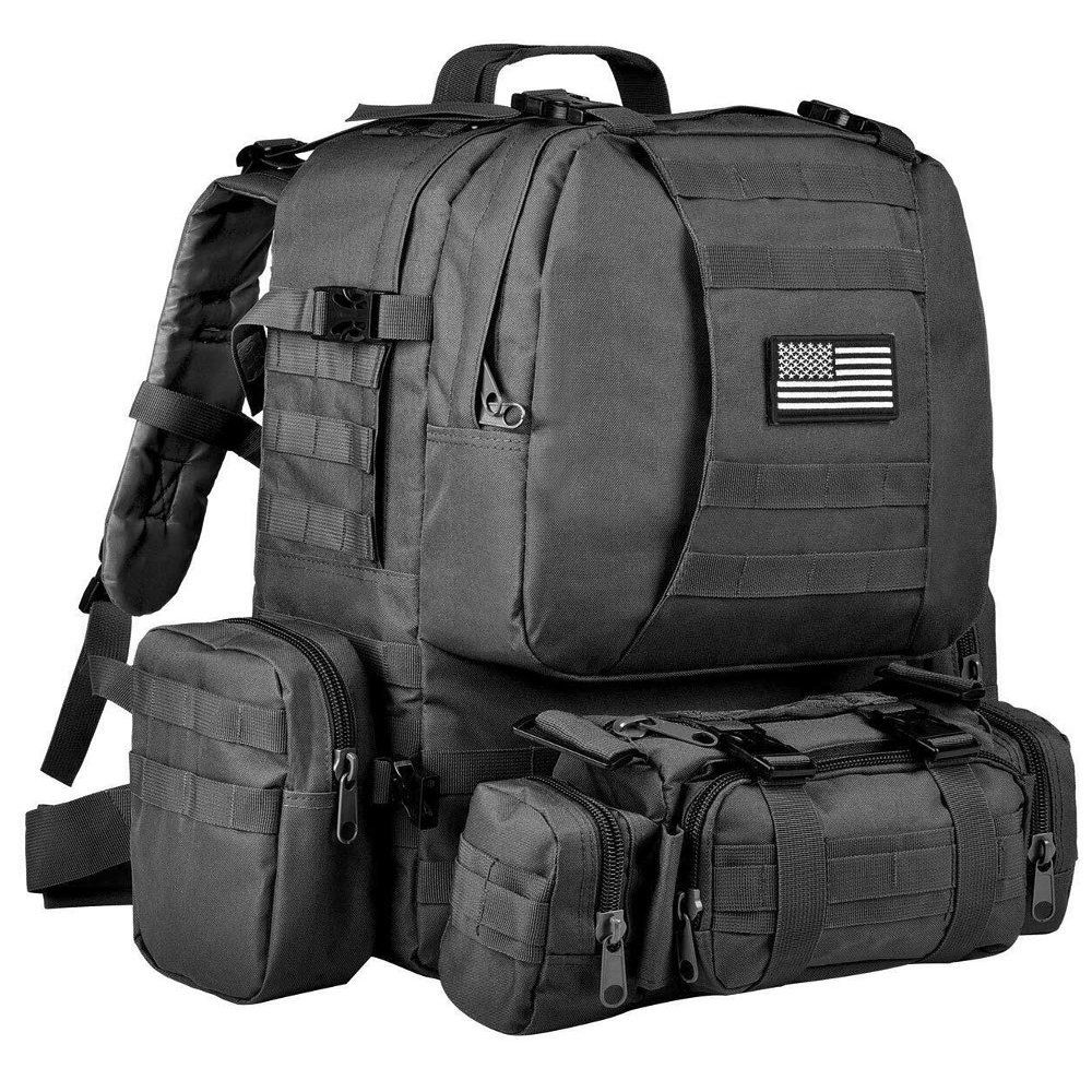 Suoki Military Tactical Backpack 60L with Built-up 3 MOLLE Bags Rucksacks 6 Day Assault Pack Bug Out Bag for Hunting Trekking Travelling