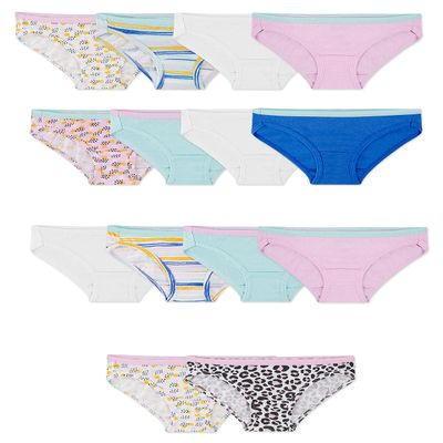 Fruit of the Loom Girls' Little Cotton Bikini Underwear Multipacks, 14 Pack-Fashion Assorted, 6