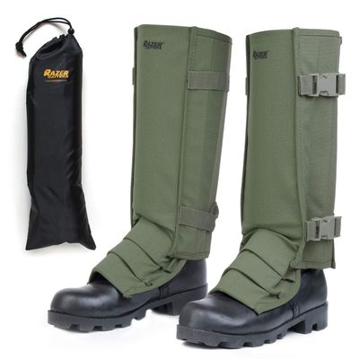 Razer Snake Gaiters for Hiking, Hunting - Snake Bite Protection Guards for Lower Legs with Storage Bag, Heavy Duty, Adjustable Lightweight Design fits Men, Women - Lab Tested in USA (Olive Drab)