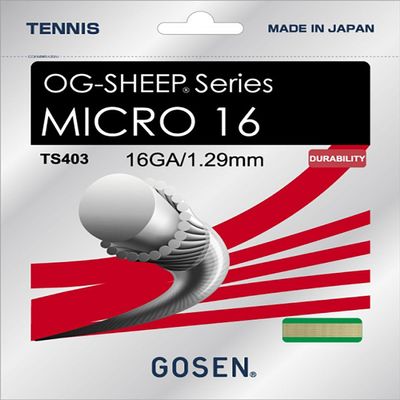 GOSEN OG-Sheep Micro, 16 Natural 40' All-Round Performance, Synthetic Tennis String