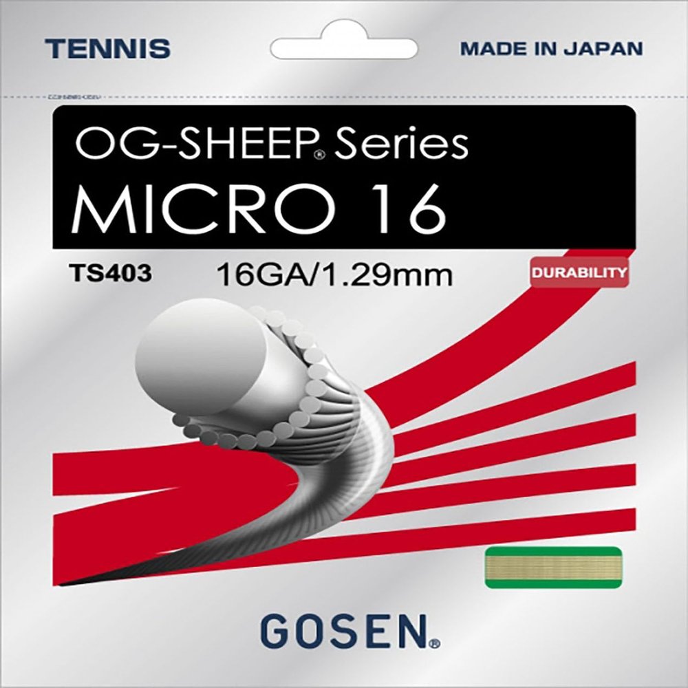 GOSEN OG-Sheep Micro, 16 Natural 40' All-Round Performance, Synthetic Tennis String