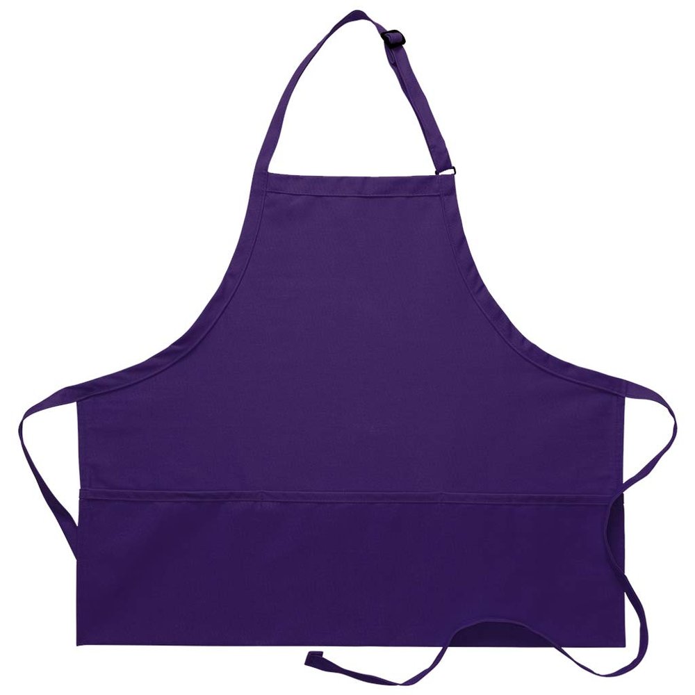 DayStar Apparel 200XL Extra Large Three Pocket Bib Apron (6 Pack), Purple