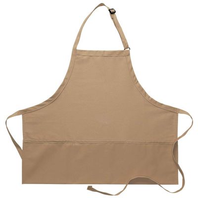 DayStar Apparel 200XL Extra Large Three Pocket Bib Apron (6 Pack), Khaki