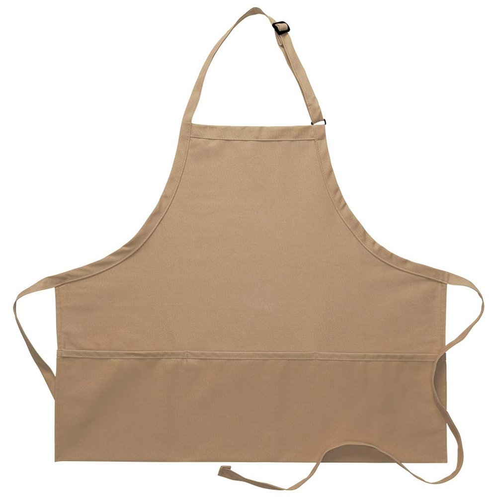 DayStar Apparel 200XL Extra Large Three Pocket Bib Apron (6 Pack), Khaki