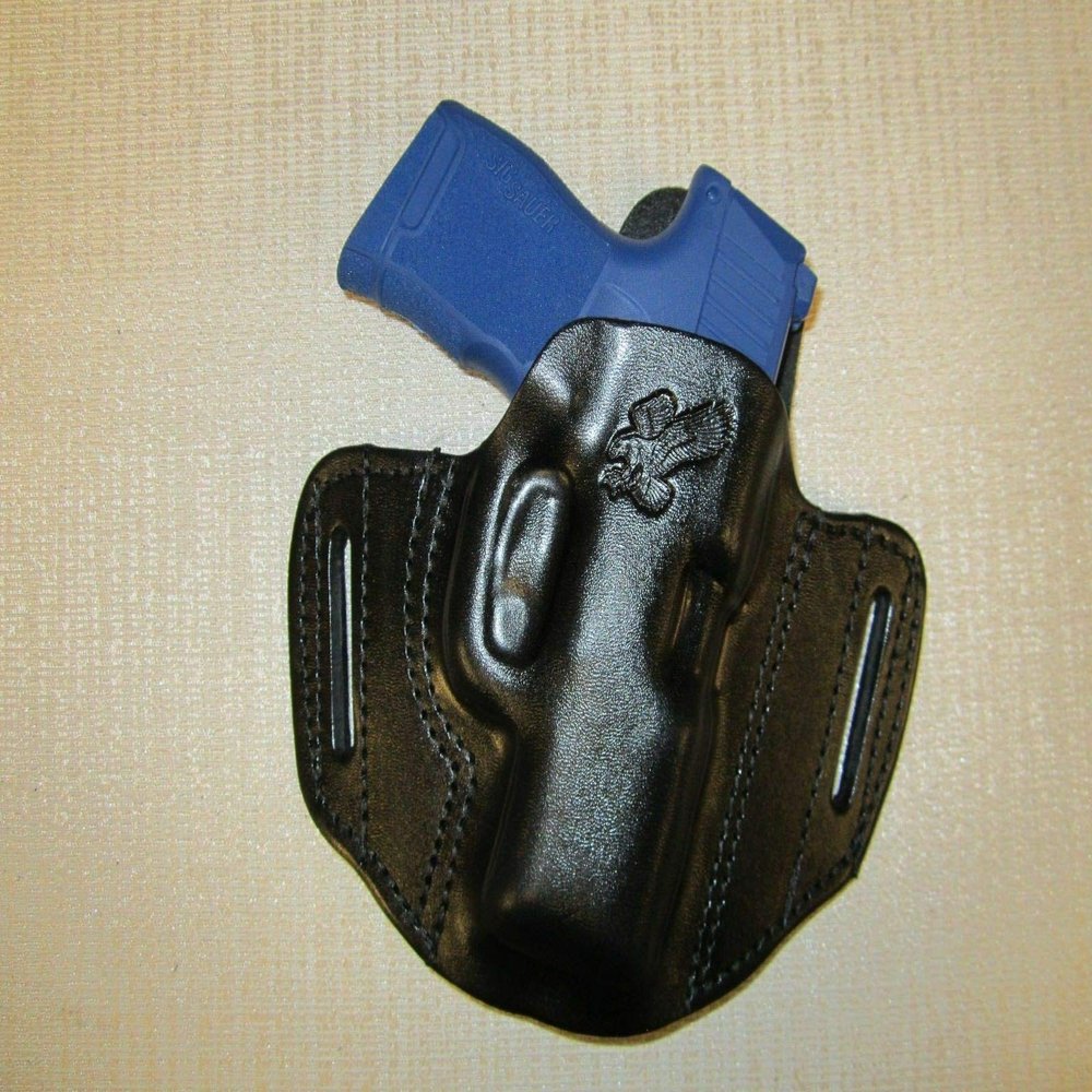 Braids Holsters Pancake Style Owb Belt Holster, Choose Gun, & Hand Orientation (Handing:Right; for Gun Model:Glock 43 with Green Ct Laser;)