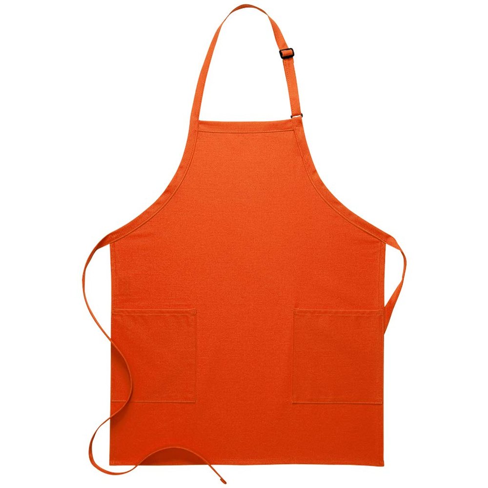 DayStar Apparel 230 Two Patch Pocket Bib Apron (6 Pack), Orange