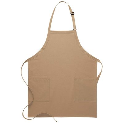 DayStar Apparel 230 Two Patch Pocket Bib Apron (6 Pack), Khaki