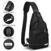 AMJ Crossbody Sling Bag Men Women, Casual Shoulder Backpack, Chest Daypack Satchel for Hiking Travel (Small, Black) view 3