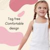Feathers Girls Solid White Tagless Camisole, Super Soft Cotton Undershirts (3/Pack) view 3