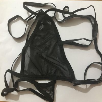 2021 Sexy Lace Flowers Solid Color Low Waist Panties G-String Thongs Underwear (Black, M)