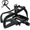 YBEKI All-Terrain Bike Pedals with Toe Clips & Adjustable Straps Dual-Purpose Resin/Alloy Bicycle Pedals 9/16" Spindle - Indoor/Outdoor Use for Exercise/Spin/Road Bikes MTB (Black) view 1