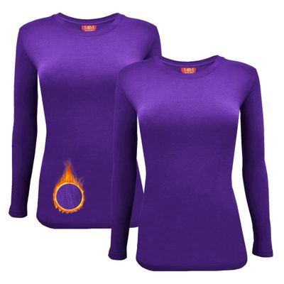 M&M SCRUBS Women's Under Scrub Tee Crew Neck Long Sleeve T-Shirt 2 - Pack (Purple, 2X-Large)