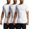 ATHLIO Men's 3-Pack Cool Dry Compression Shirts, XXL - Sports Baselayer Tops, Short Sleeve, White view 2