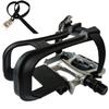 YBEKI All-Terrain Bike Pedals with Toe Clips & Adjustable Straps Dual-Purpose Resin/Alloy Bicycle Pedals 9/16" Spindle - Indoor/Outdoor Use for Exercise/Spin/Road Bikes MTB (Silver) view 1