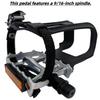 YBEKI All-Terrain Bike Pedals with Toe Clips & Adjustable Straps Dual-Purpose Resin/Alloy Bicycle Pedals 9/16" Spindle - Indoor/Outdoor Use for Exercise/Spin/Road Bikes MTB (Silver) view 2