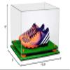 Better Display Cases Clear Acrylic Large Shoe Pair Display Case for Basketball Shoes Soccer Cleats Football Cleats with Orange Risers and Turf Base (A082-OR) view 3
