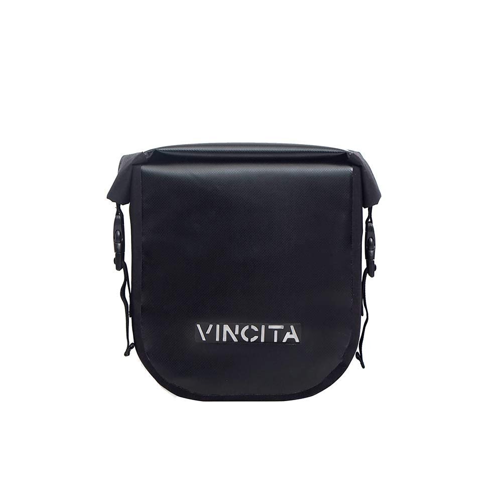 Vincita Small Single Pannier Water-Resistant Side Bags Black Adjustable Quick-Release Standard Clip with Rain Cover for Bicycle Cargo Rear Rack Saddle Bag Shoulder Bag Pannier Rack Bicycle Bag Bike