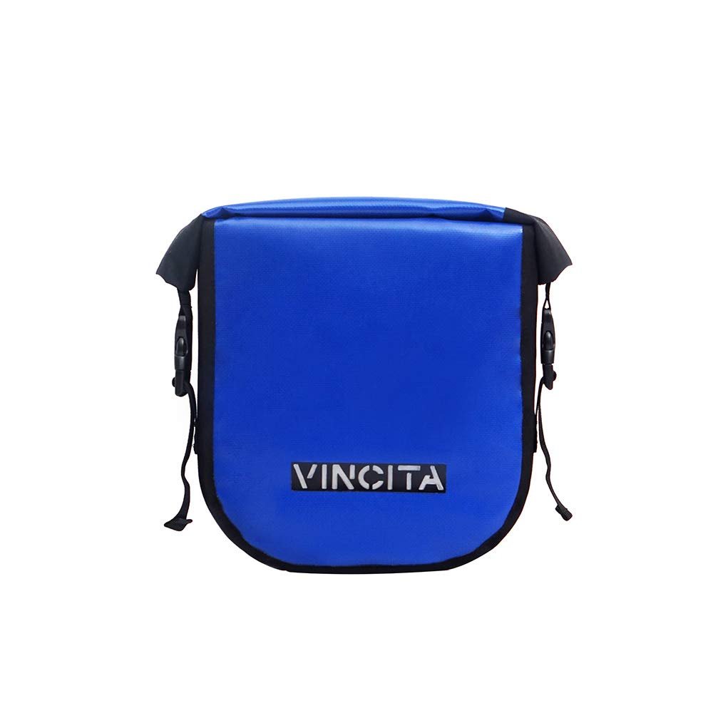 Vincita Small Single Pannier Water-Resistant Side Bags Blue Adjustable Quick-Release Standard Clip with Rain Cover for Bicycle Cargo Rear Rack Saddle Bag Shoulder Bag Pannier Rack Bicycle Bag Bike
