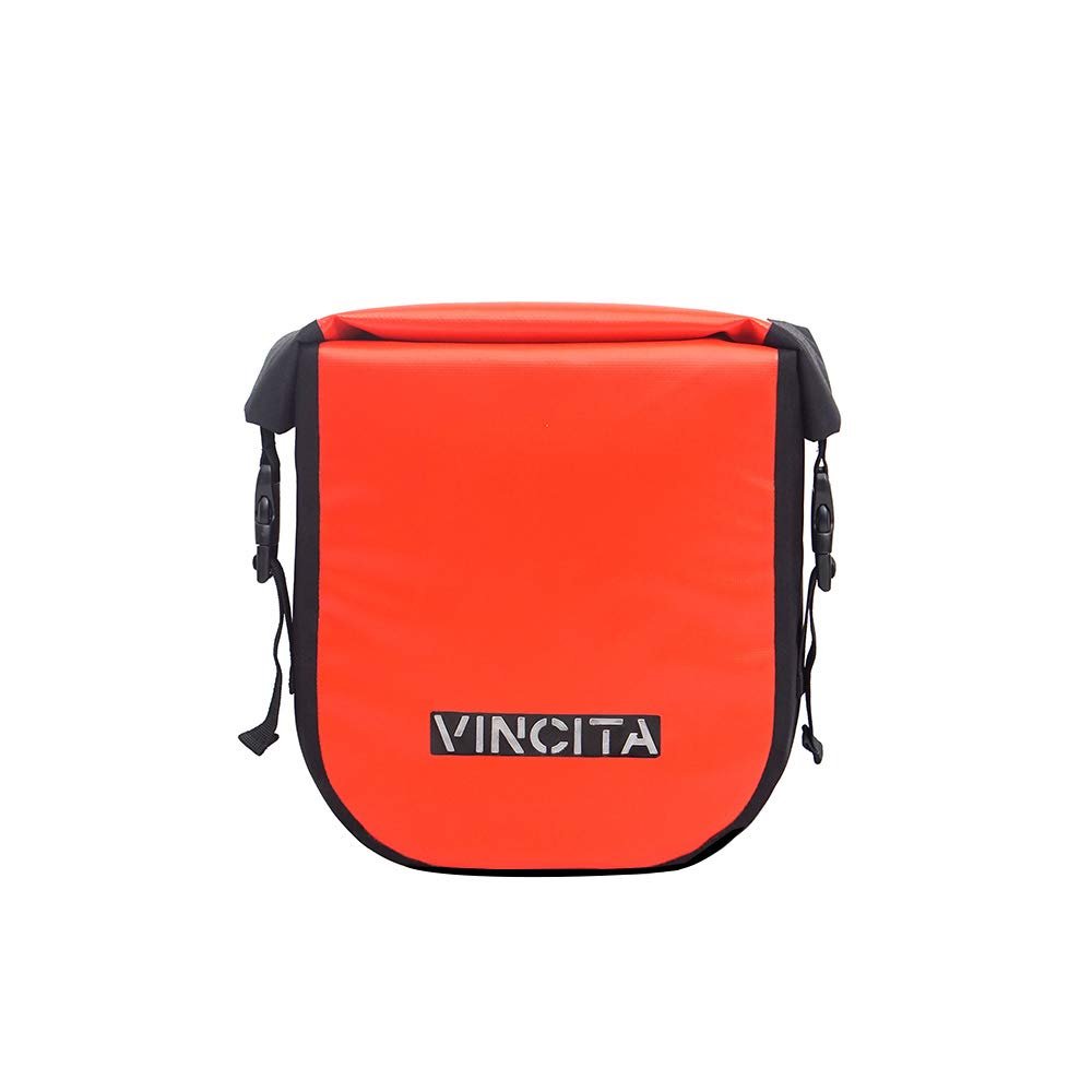 Vincita Small Single Pannier Water-Resistant Side Bags Red Adjustable Quick-Release Standard Clip with Rain Cover for Bicycle Cargo Rear Rack Saddle Bag Shoulder Bag Pannier Rack Bicycle Bag Bike
