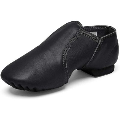 Stelle Jazz Shoes for Girls Boys Leather Unisex Slip-On Dance Shoes (Toddler/Little Kid/Big Kid)(Black,3ML)