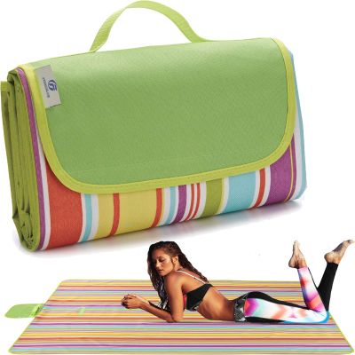FashionLive Beach Blanket Extra Large Picnic Blanket Outdoor Blanket Waterproof Sand Free Oversized Camping Mat Foldable Portable Handy Tote for Travel Sports Home Yoga Park Grass Lawn, 79"x57"