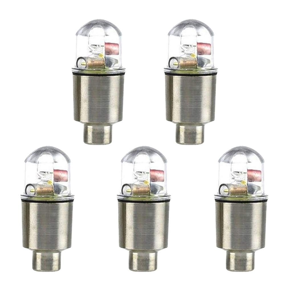 5pcs Bike LED Wheel Lights Tire Tyre Valve Cap Neon Cycling Bicycle Car Caps Firefly Spoke Flash Light Lamp (Seven Colors Light)