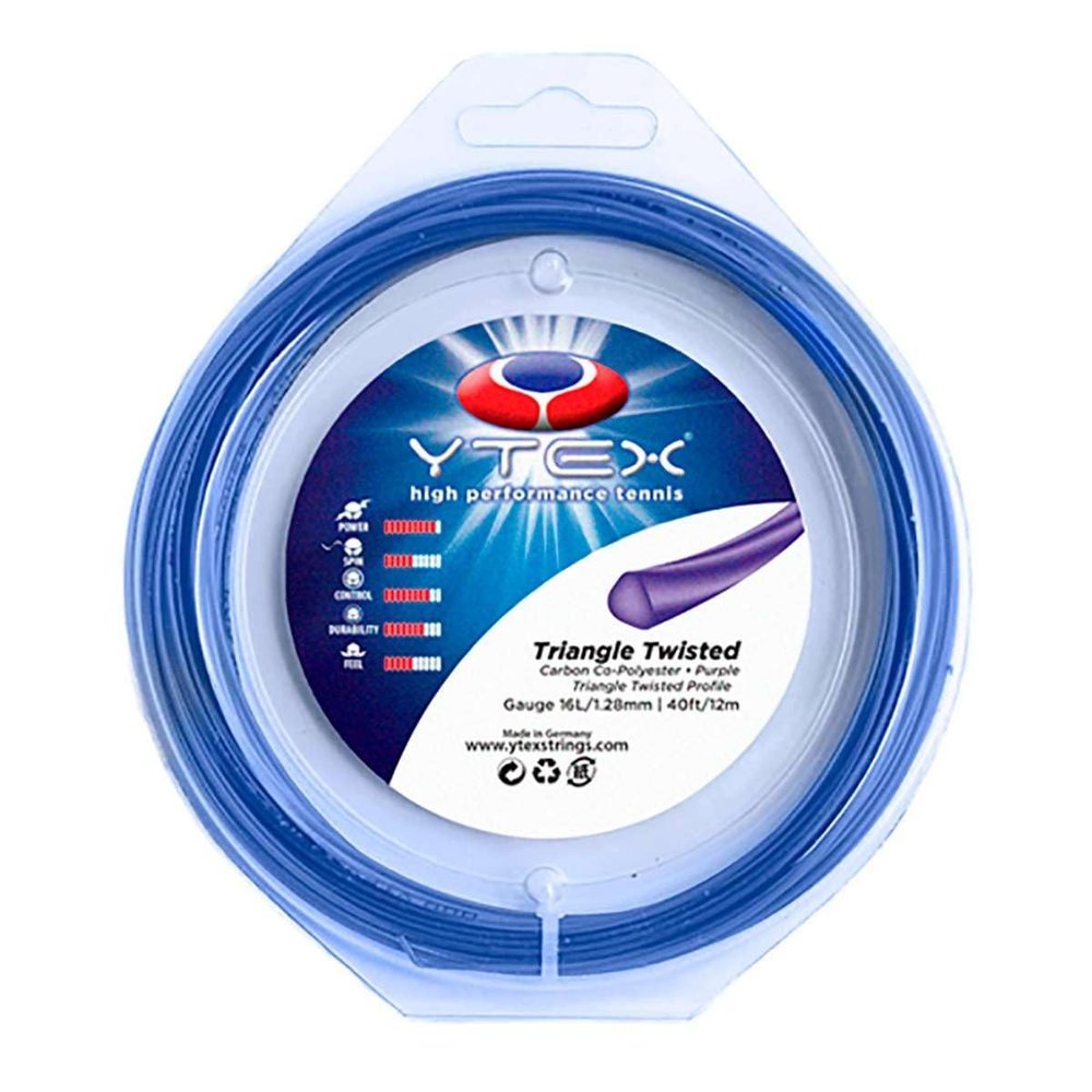 YTEX Triangle Twisted Purple Tennis Racquet String Set (16L Gauge, 1.28mm)