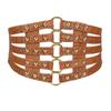 Aecibzo Women's Leather Wide Waist Belt Hollow Out Elastic Stretch Cinch Waistband (Fit waist 26-29 inches, Brown) view 1