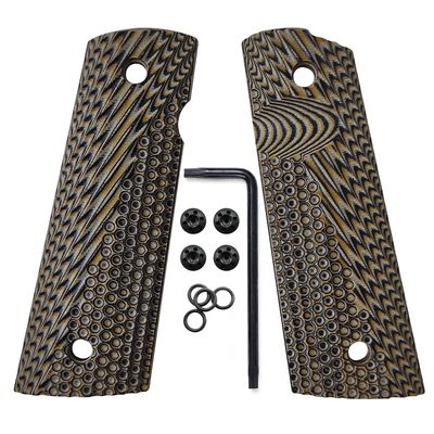 Cool Hand 1911 G10 Grips, Full Size (Government/Commander), Grips Screws Included, Magwell Cut, Mag Release, Ambi Safety Cut, New Generation OPS Texture, Coyote, H1M-JVM-24