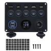 12V 5 Gang Toggle Rocker Switch Panel for Boat Waterproof ON-Off with Digital Voltmeter 4.2A USB Charger Cigarette Lighter Socket for RV Car Boat Vehicles Truck Trailer Yacht (BLUE)