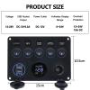 12V 5 Gang Toggle Rocker Switch Panel for Boat Waterproof ON-Off with Digital Voltmeter 4.2A USB Charger Cigarette Lighter Socket for RV Car Boat Vehicles Truck Trailer Yacht (BLUE) view 2