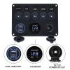 12V 5 Gang Toggle Rocker Switch Panel for Boat Waterproof ON-Off with Digital Voltmeter 4.2A USB Charger Cigarette Lighter Socket for RV Car Boat Vehicles Truck Trailer Yacht (BLUE) view 3